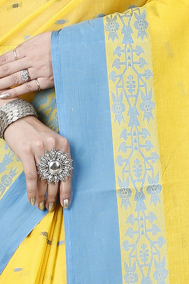 Yellow Pure Cotton Apurva Tant Saree (1064)